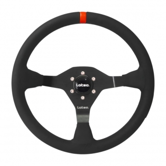 VOLANTE RING COURO PRETO TARJA VERMELHA LOTSE