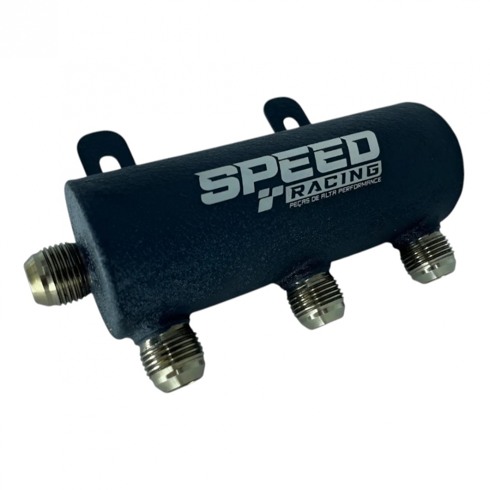 DIVISOR DE COMBUSTÍVEL FLAUTA 3 ENTRADA 8AN SAIDA 8AN INOX PRETO - SPEED RACING
