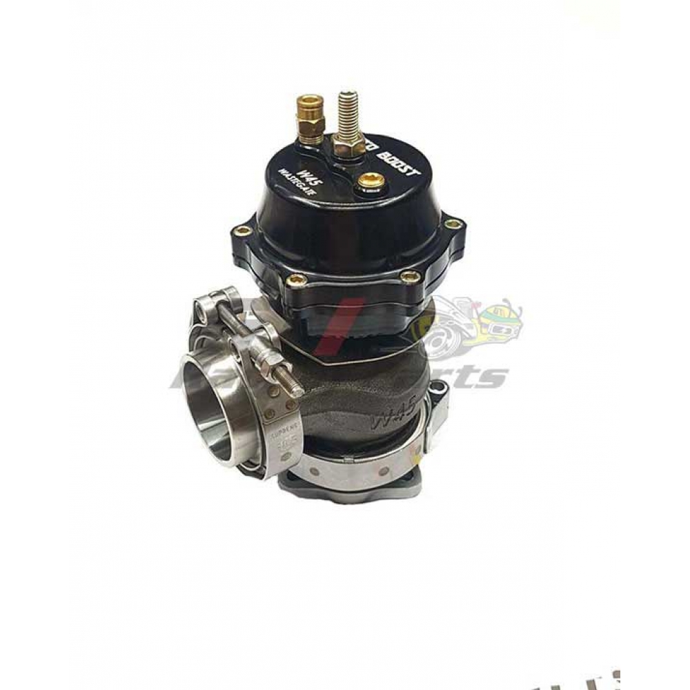 VALVULA DE ALÍVIO WASTEGATE W45 45MM COM FLANGE 3 FUROS - AUTO BOOST - PRETO