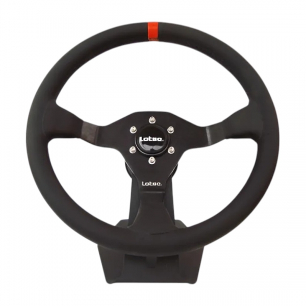 VOLANTE RING COURO PRETO TARJA VERMELHA LOTSE