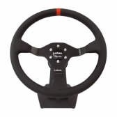 VOLANTE RING COURO PRETO TARJA VERMELHA LOTSE